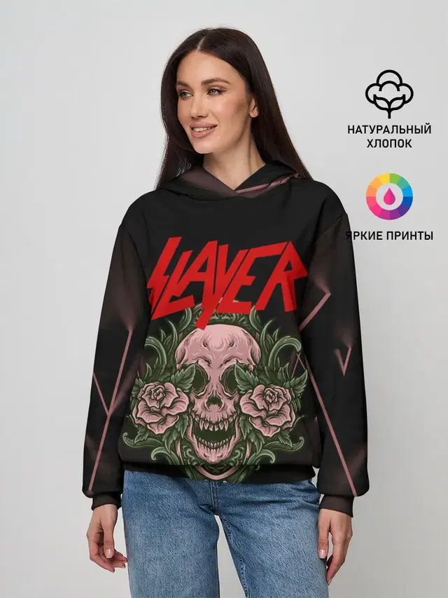 Женское худи с принтом «Slayer — УБИЙЦА»