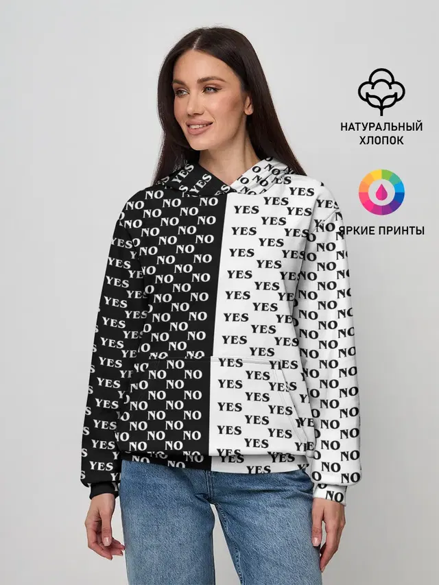 Женское худи с принтом «YES NO»