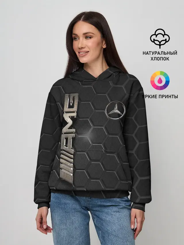 Женское худи с принтом «Merсedes — MERCEDES LOGO BRONZE»