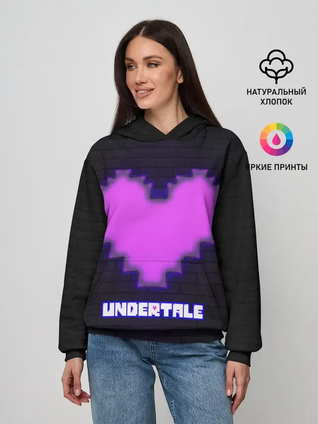 Женское худи с принтом «Undertale Purple Heart»