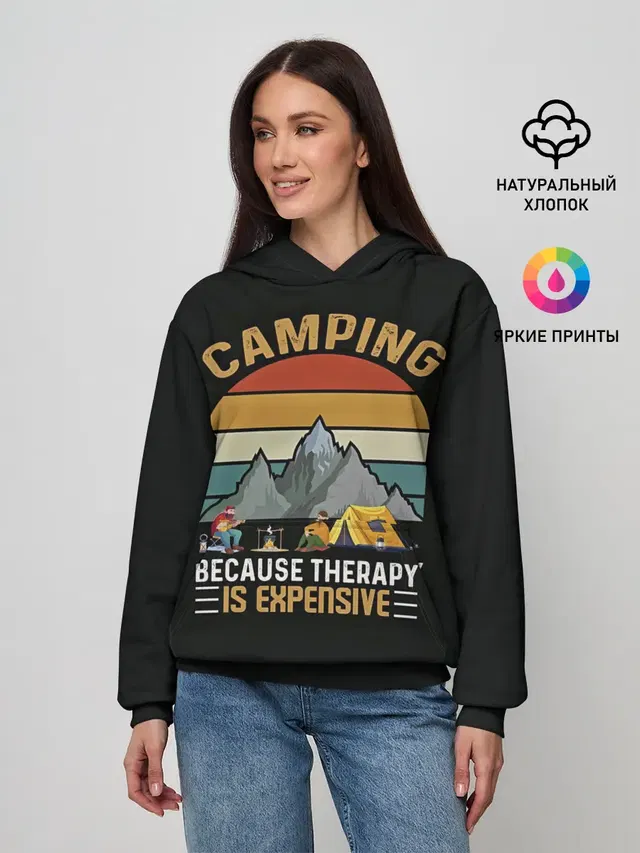 Женское худи с принтом «Retro — Camping»