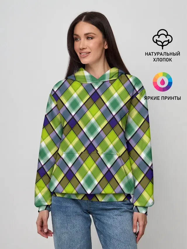 Крупный клетчатый косой узор