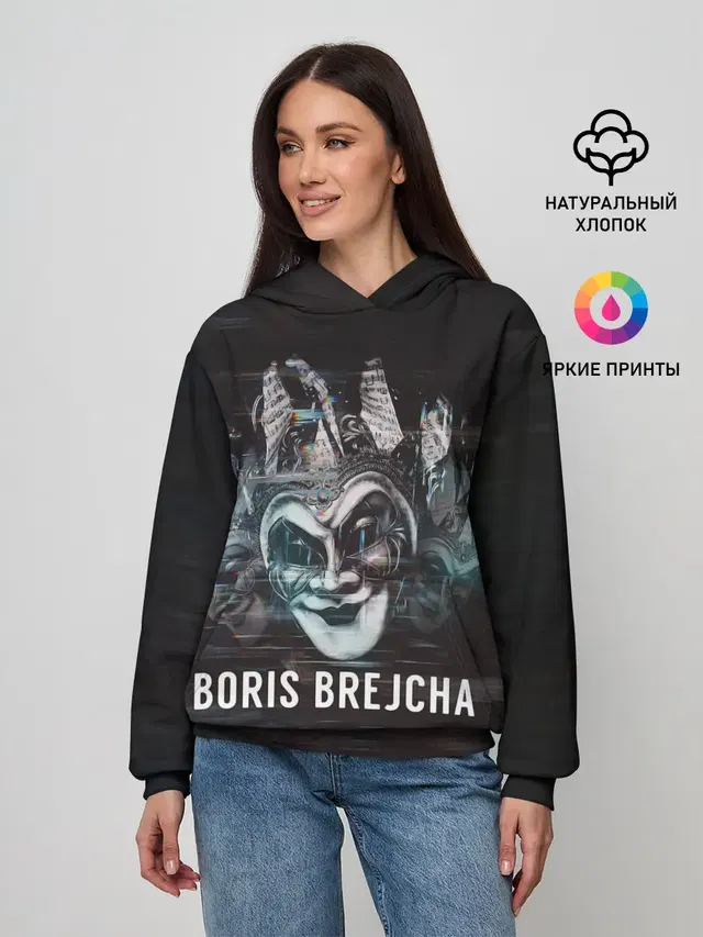 Женское худи с принтом «Boris Brejcha — Boris Brejcha Mask»