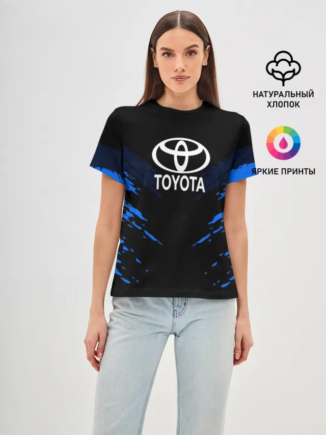 Женская базовая футболка с принтом «Тойота — TOYOTA SPORT COLLECTION»