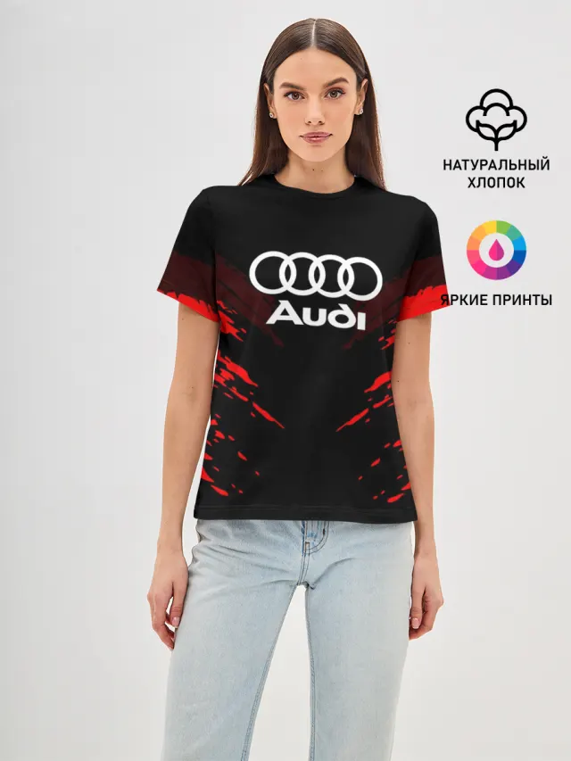 Женская базовая футболка с принтом «Audi — AUDI SPORT COLLECTION»