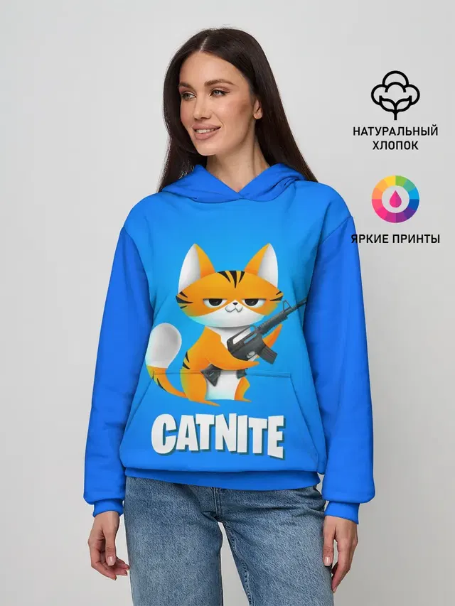 Женское худи с принтом «Фортнайт — Catnite»
