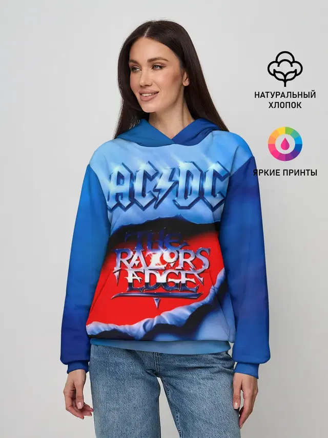 Женское худи с принтом «DC - The Razor’s Edge — AC/DC - The Razor’s Edge»