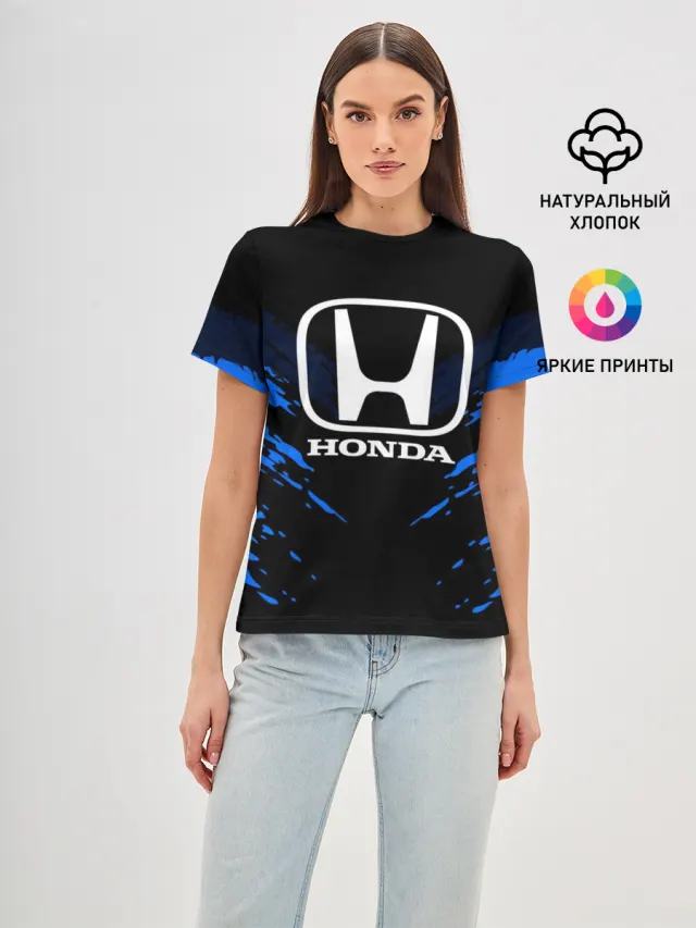 Женская базовая футболка с принтом «Honda — HONDA SPORT COLLECTION»