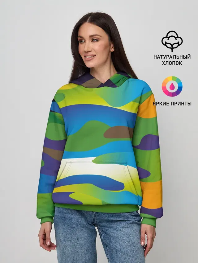 Женское худи с принтом «Абстракция — CAMOUFLAGE 2022»