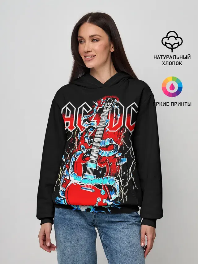 Женское худи с принтом «AC/DC — AC/DC гитара»