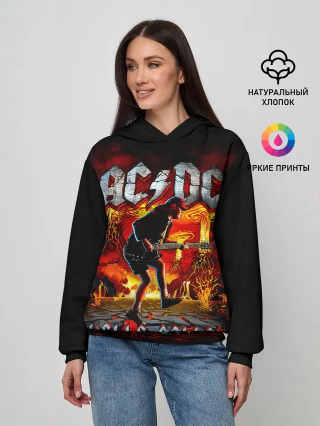 Женское худи с принтом «Volcano — AC/DC HELLS BELLS»