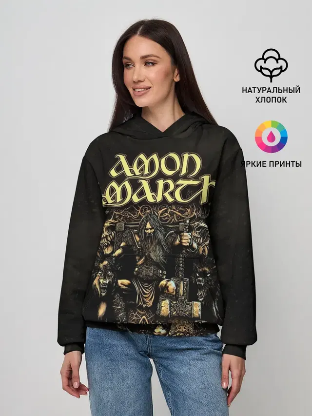 Женское худи с принтом «Разный рок — Amon Amarth»