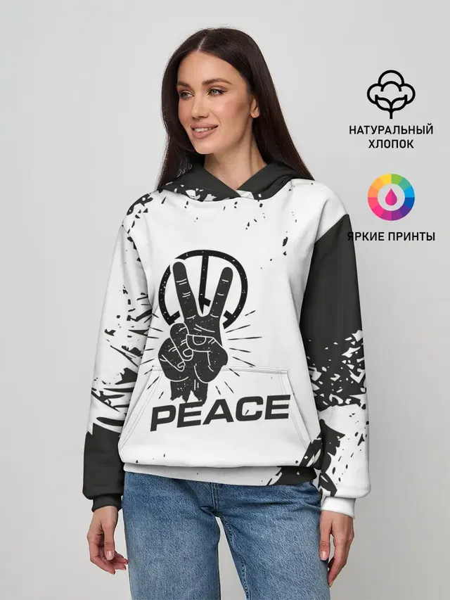 Женское худи с принтом «Хиппи — Peace — Мир»