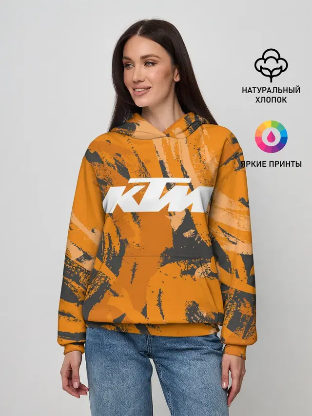 Женское худи с принтом «Мотокросс — KTM — КТМ»