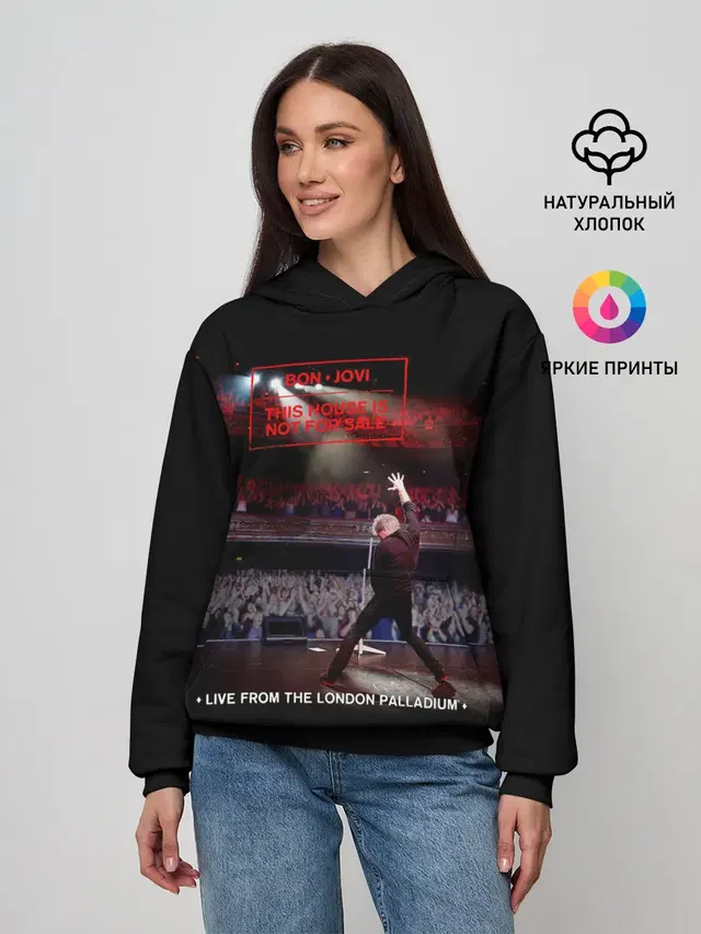 Женское худи с принтом «Live concert — This House Is Not for Sale - Bon Jovi»