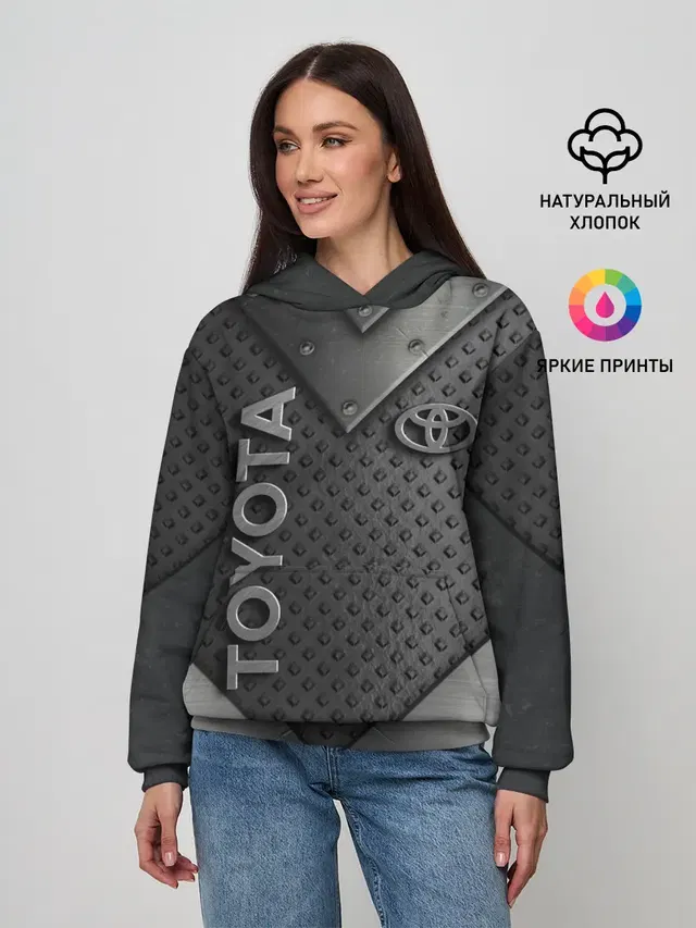 Женское худи с принтом «Тойота — TOYOTA IRON — STEEL»