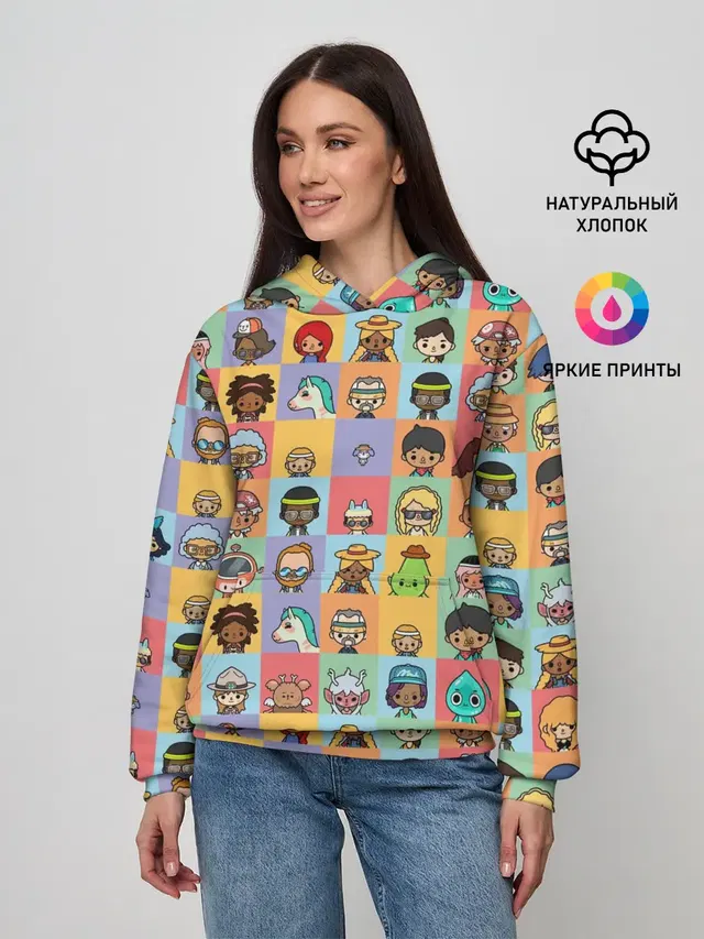 Женское худи с принтом «Toca Boca — Toca Life Worl»
