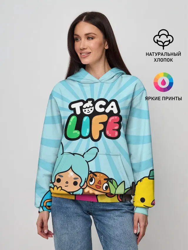 Женское худи с принтом «Toca Boca — Toca boca life»