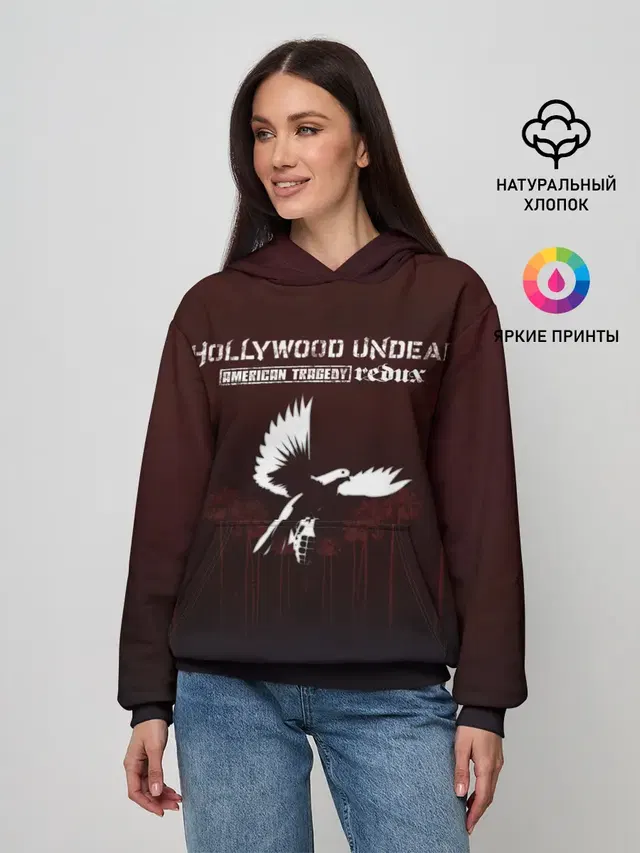 Женское худи с принтом «American Tragedy Redux — American Tragedy Redux - Hollywood Undead»
