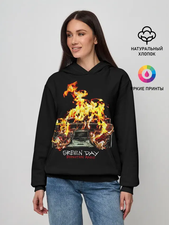 Женское худи с принтом «Green Day — Revolution Radio Green Day»