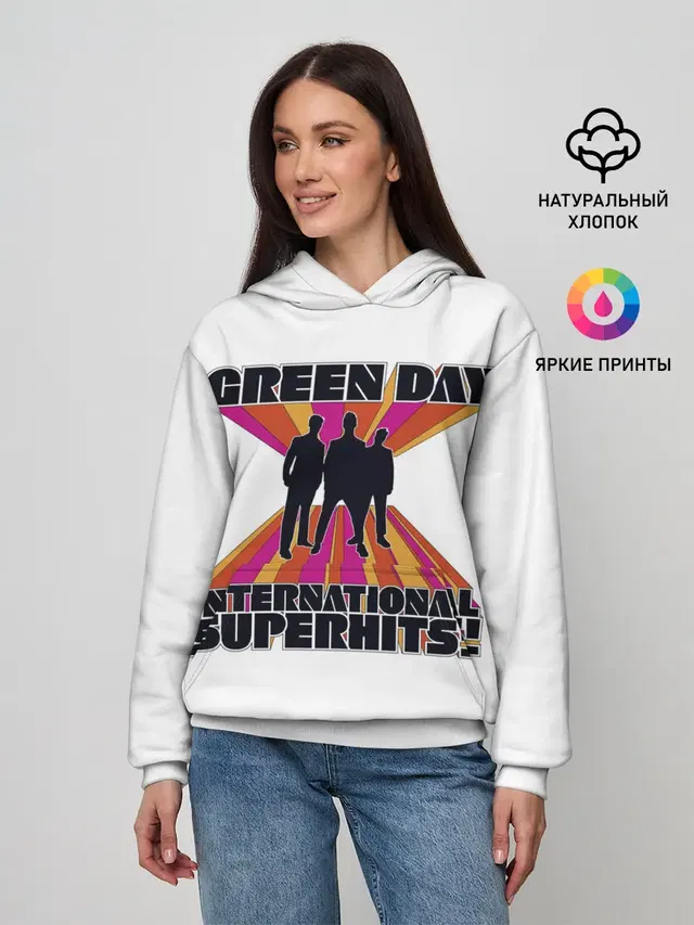 Женское худи с принтом «Green Day — International Superhits! Green Day»