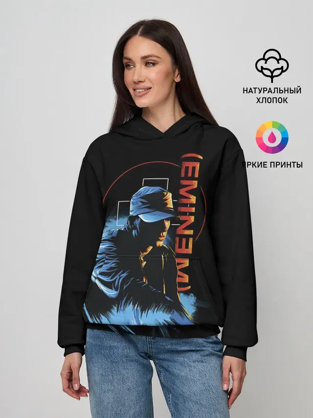 Женское худи с принтом «Eminem — Эминем на концерте»