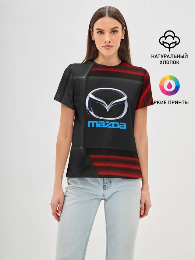 Женская базовая футболка с принтом «Mazda auto sport»