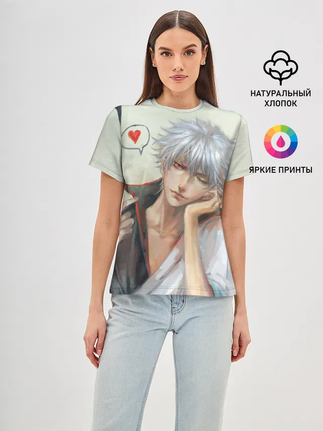 Женская базовая футболка с принтом «Sakata Gintoki»