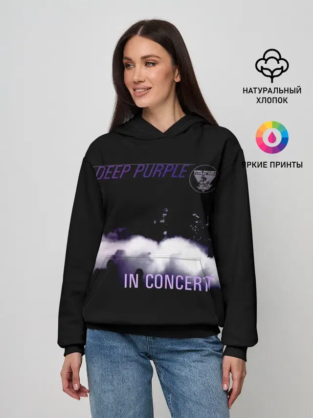 Женское худи с принтом «Deep Purple — Live at Long Beach 1976 - Deep Purple»