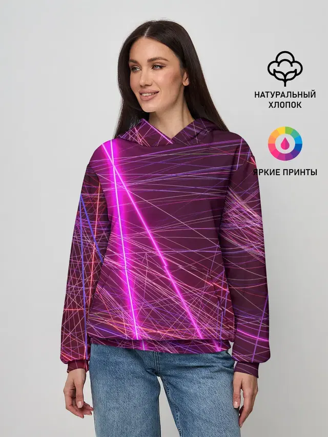 Женское худи с принтом «Лазеры Lasers»
