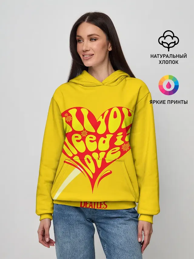Женское худи с принтом «The Beatles — All u need is love Beatles»