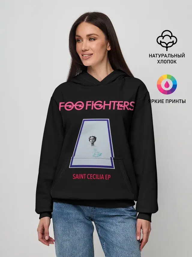Женское худи с принтом «Foo Fighters — Saint Cecilia - Foo Fighters»