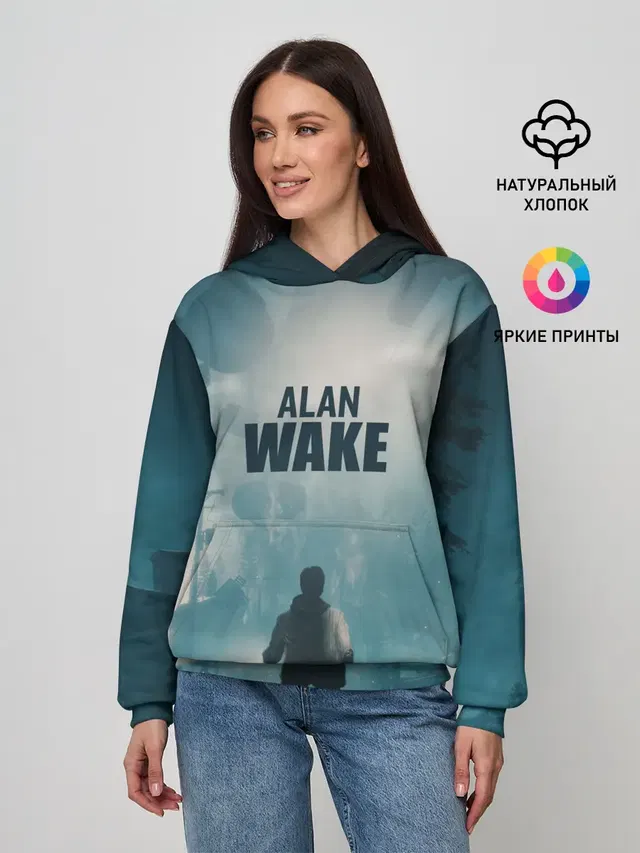 Женское худи с принтом «Alan Wake — Алан Уэйк арт»