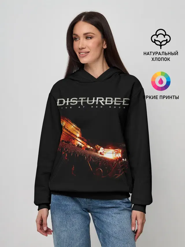 Женское худи с принтом «Disturbed — Live at Red Rocks - Disturbed»