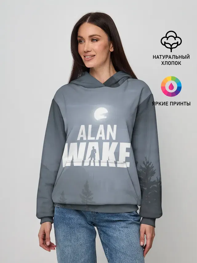 Женское худи с принтом «Alan Wake — Алан Уэйк: Полнолуние»