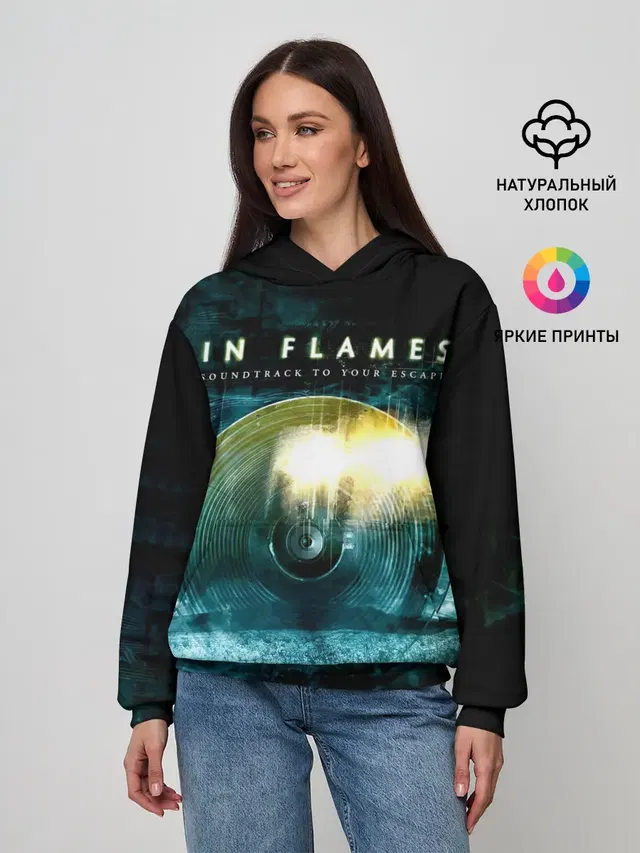 Женское худи с принтом «In Flames — Soundtrack to Your Escape - In Flames»