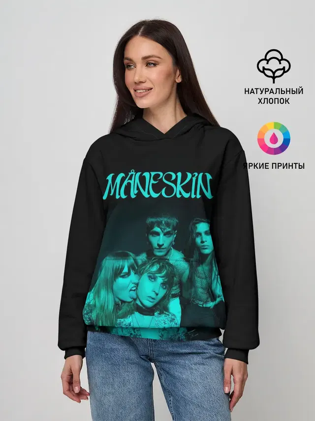 Женское худи с принтом «Maneskin — Maneskin. Fisheye Faces»