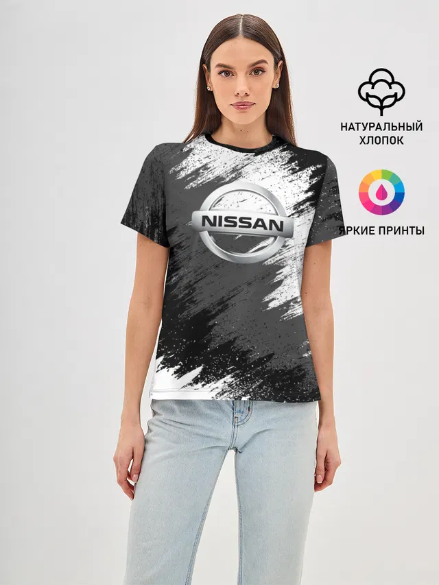 Женская базовая футболка с принтом «Nissan»