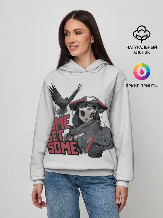 Женское худи с принтом «Come get same»