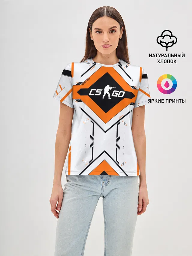Женская базовая футболка с принтом «Counter-Strike — Asiimov»