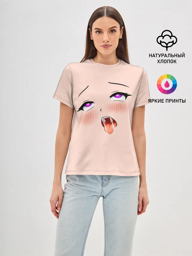 Женская базовая футболка с принтом «Ahegao pick»