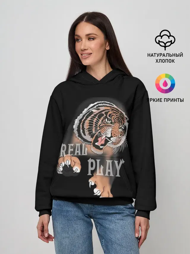 Женское худи с принтом «Real Play»