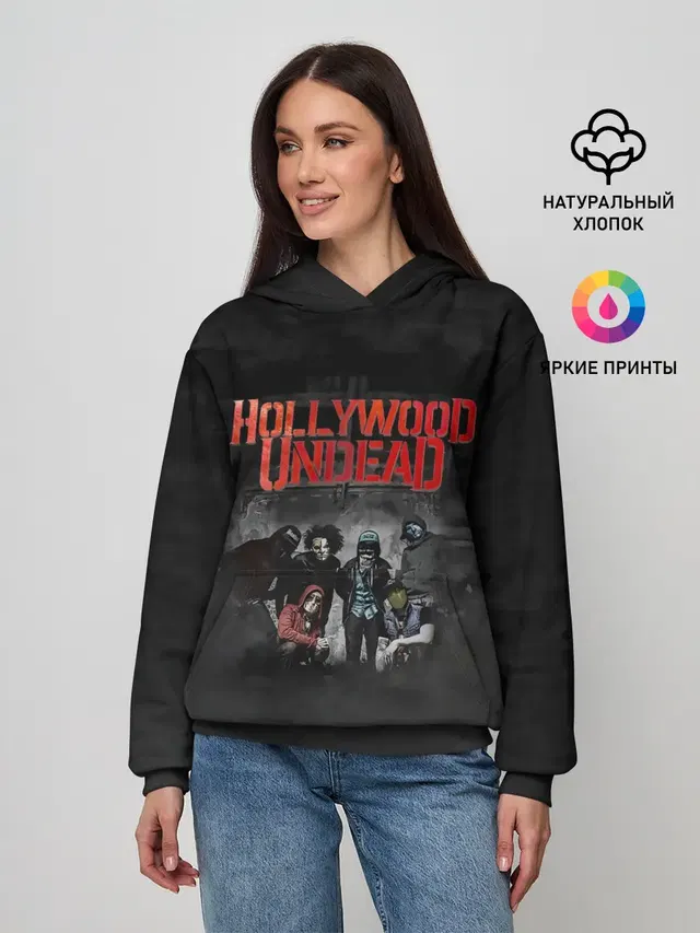 Женское худи с принтом «Hollywood Undead - Голливудская нежить»