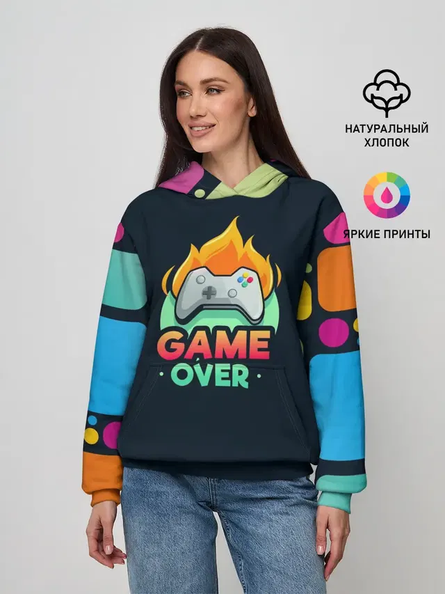 Женское худи с принтом «GamePad Over»