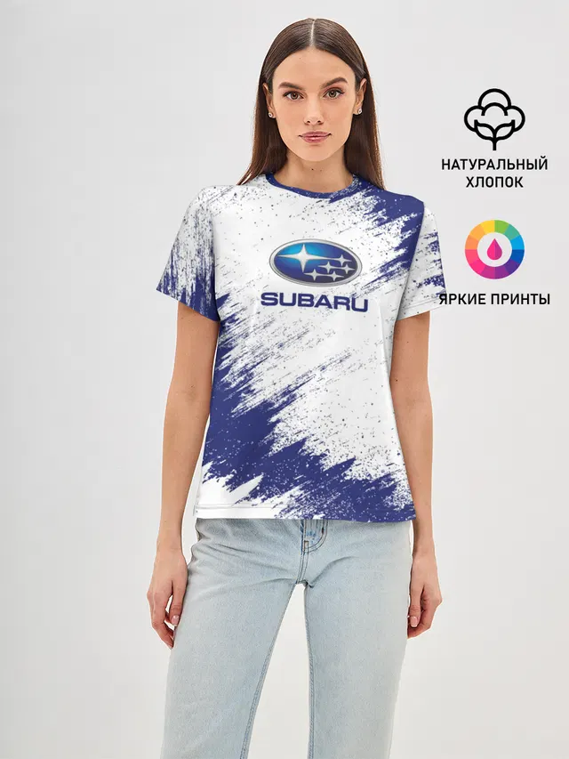 Женская базовая футболка с принтом «Subaru»