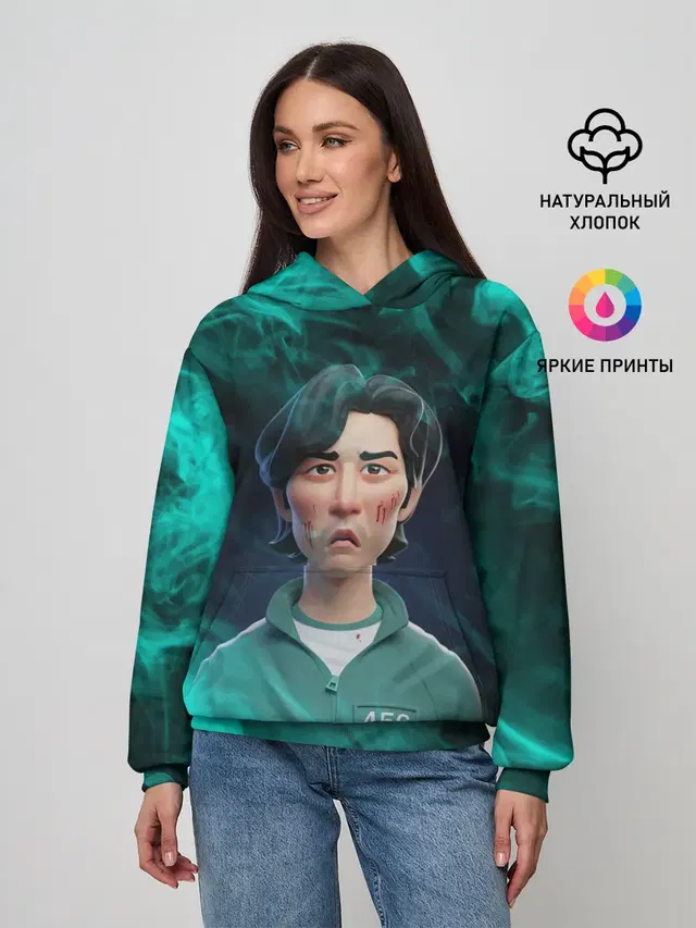 Женское худи с принтом «Игра в кальмара — Seong Gi-hun»