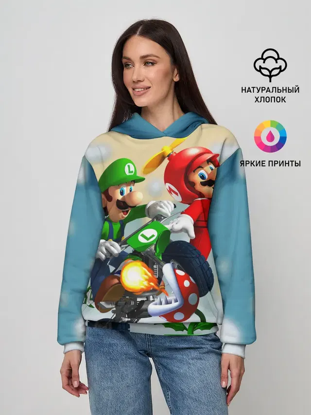 Женское худи с принтом «MarioHelmet»