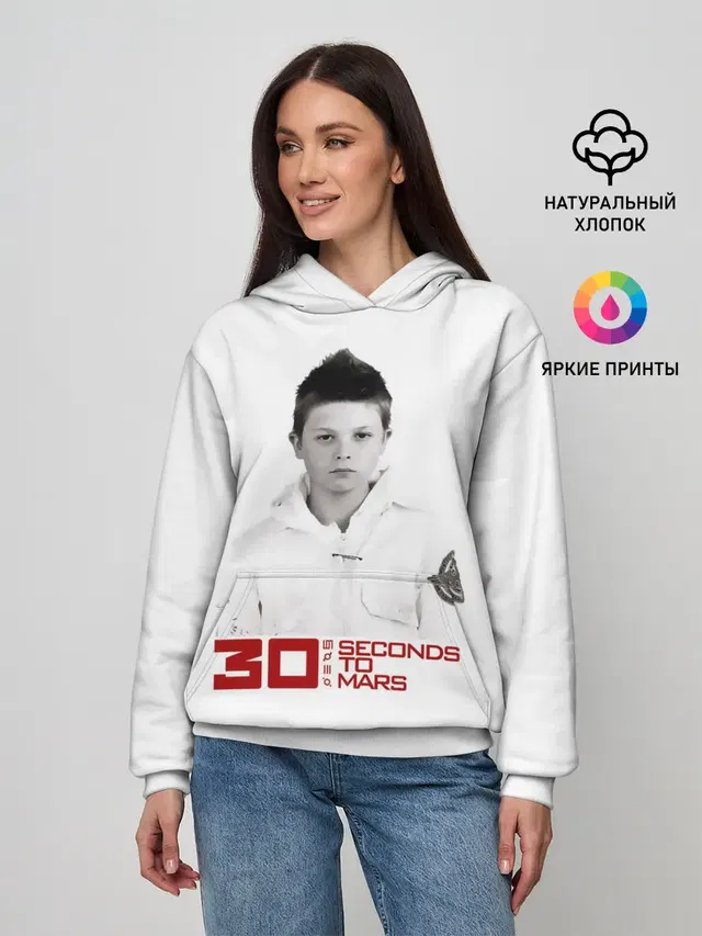 Женское худи с принтом «Glyphs — 30 Seconds to Mars дебютный альбом»