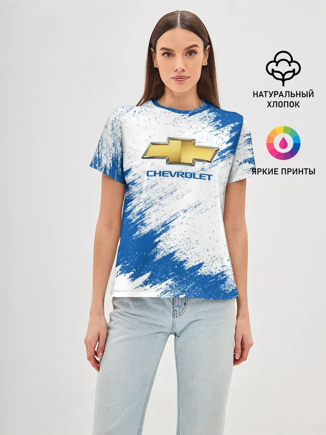 Женская базовая футболка с принтом «Chevrolet»
