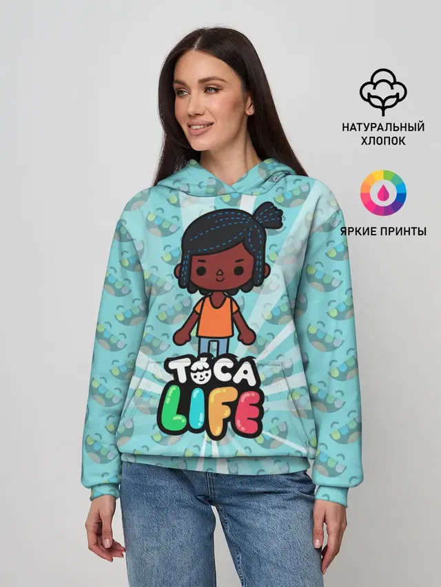Женское худи с принтом «Toca Boca — Toca Life World»